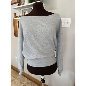 Aerie Heather Grey Boat Neck Cropped Sweatshirt Pullover Size Medium oversized